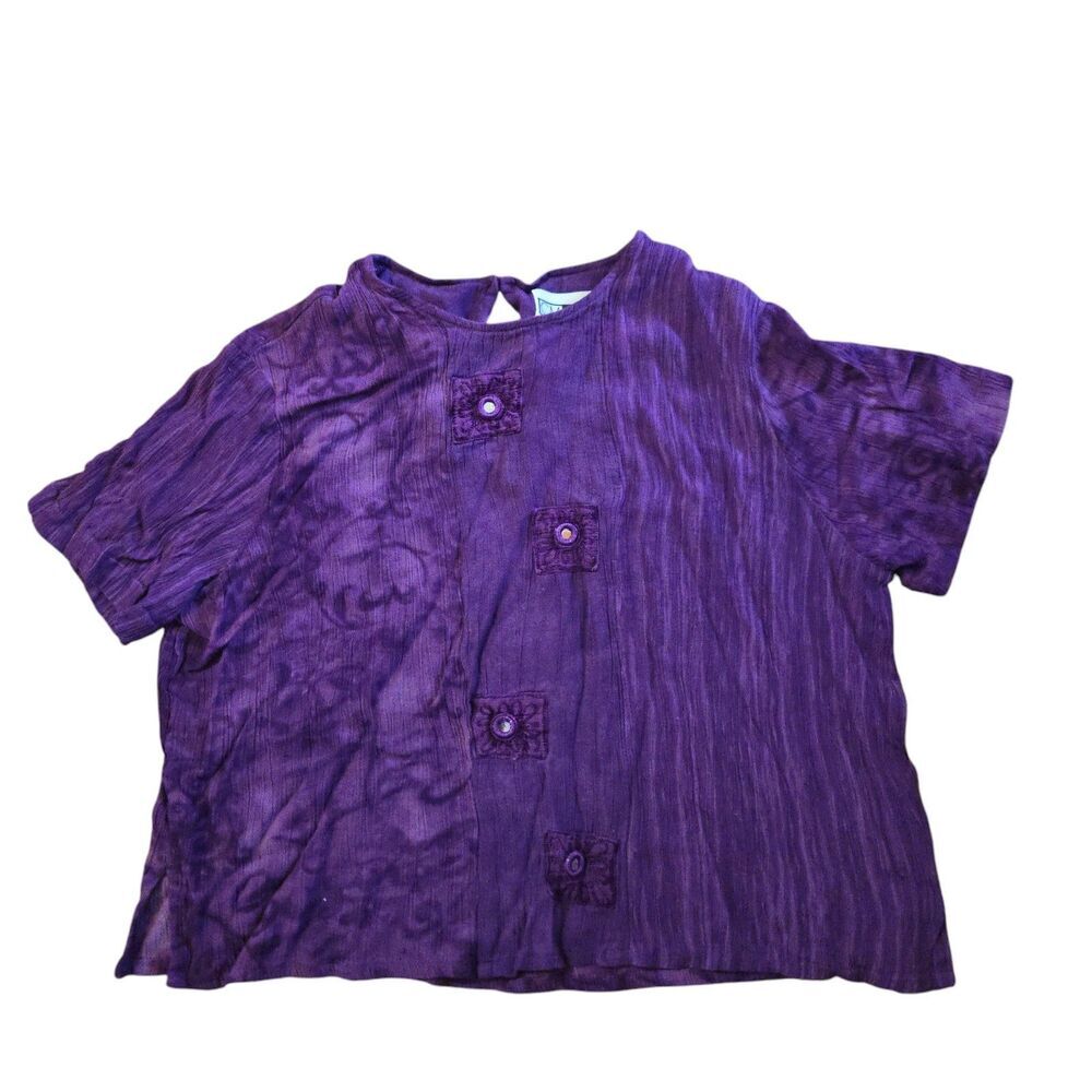 Vintage C. M. Shapes Women's Size Large Rayon Fairy Artsy Boxy Baggy Blouse Y2K